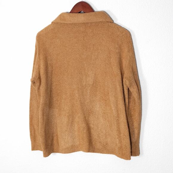 Barefoot Dreams Women’s Sweater Neutral Slow Fashion Cozy Minimalism Camel Zip S - Picture 2 of 8